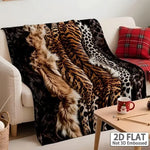 Wildlife Animal Prints Flannel Throw Blanket