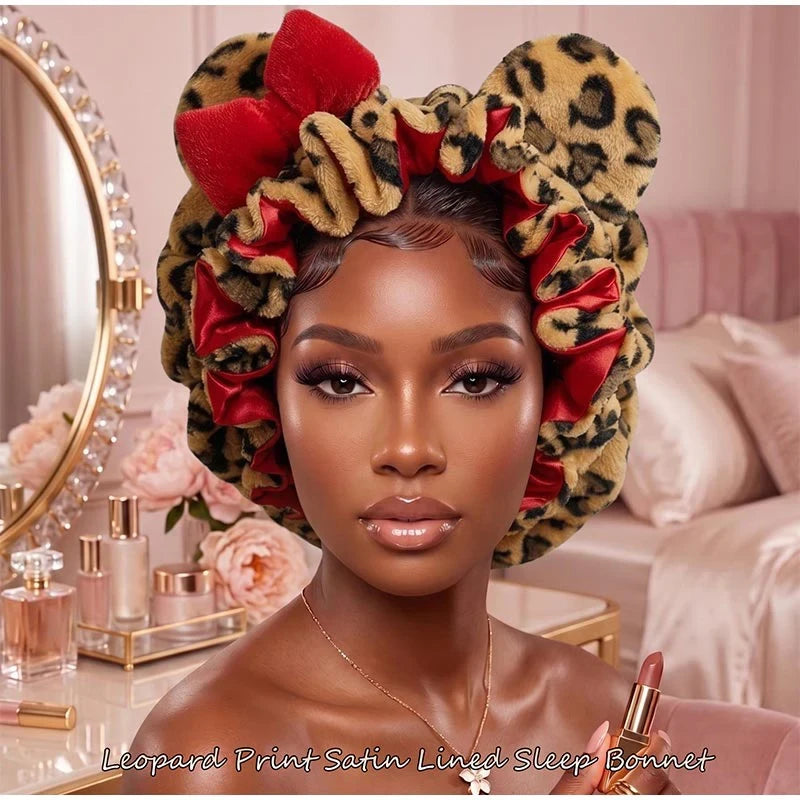 Leopard Print Microfiber Sleep Cap