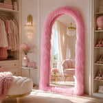 LunaMirror Arched Faux Fur Full Length Mirror – Aesthetic Glam Room Décor
