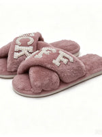 Plush Cross Strap Memory Foam Slippers