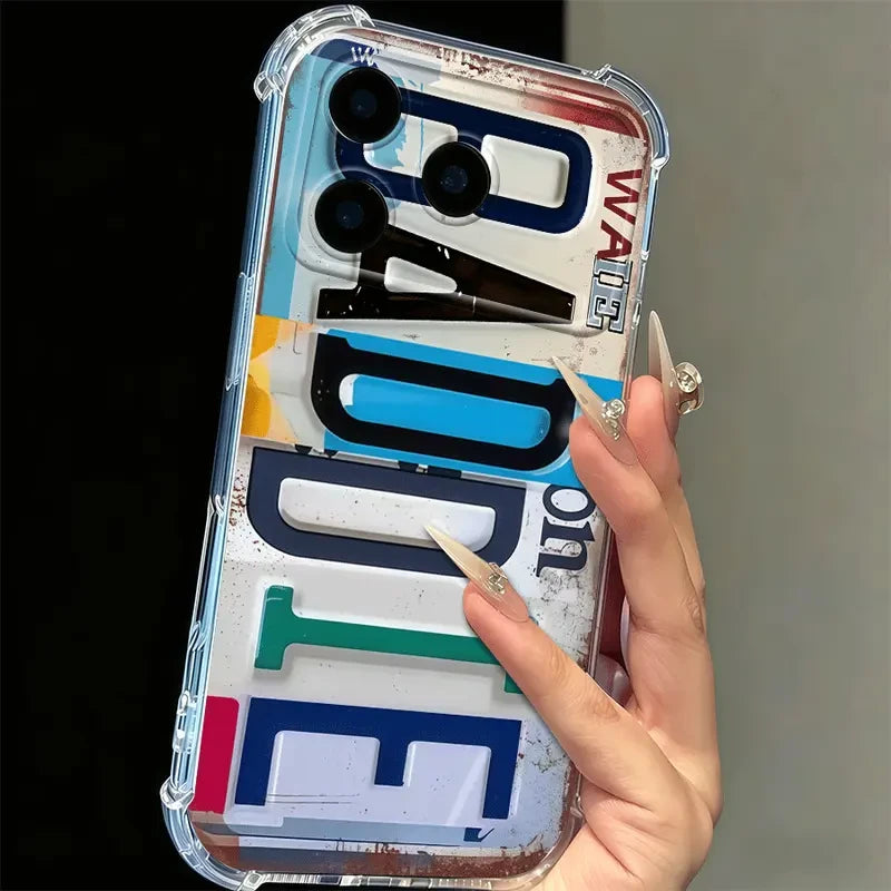 Distressed Color Block Clear Phone Case