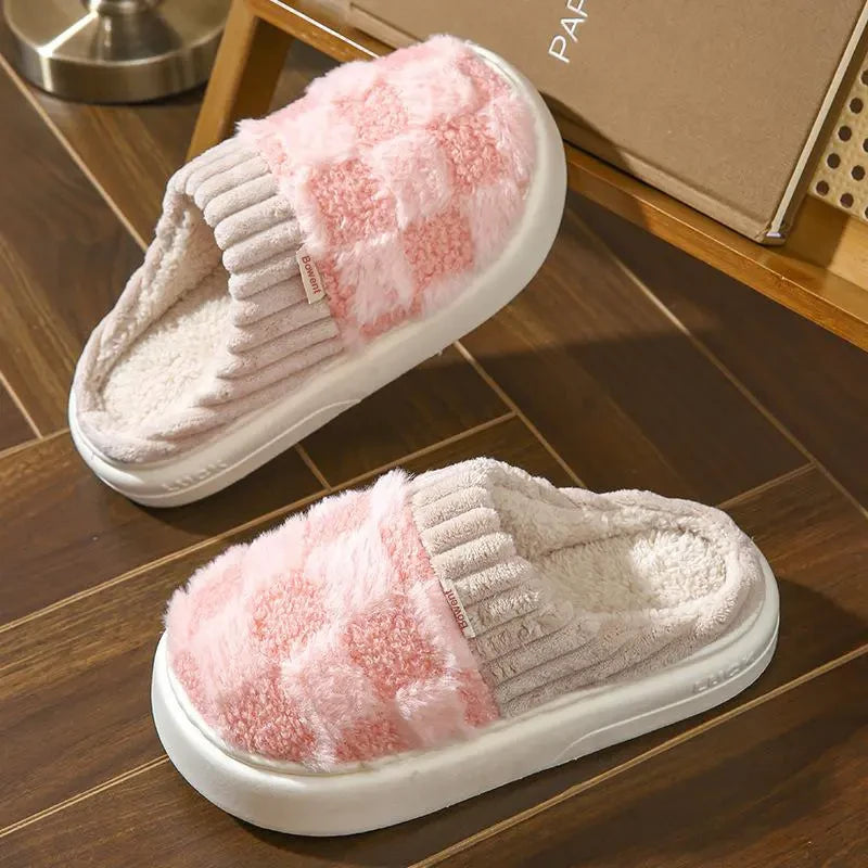 Faux Fur Lined Cotton Slippers