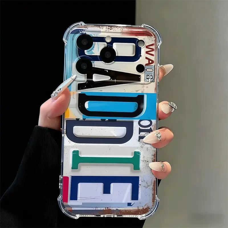 Distressed Color Block Clear Phone Case