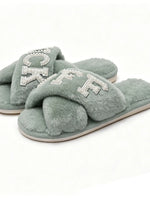 Plush Cross Strap Memory Foam Slippers