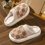 Faux Fur Lined Cotton Slippers