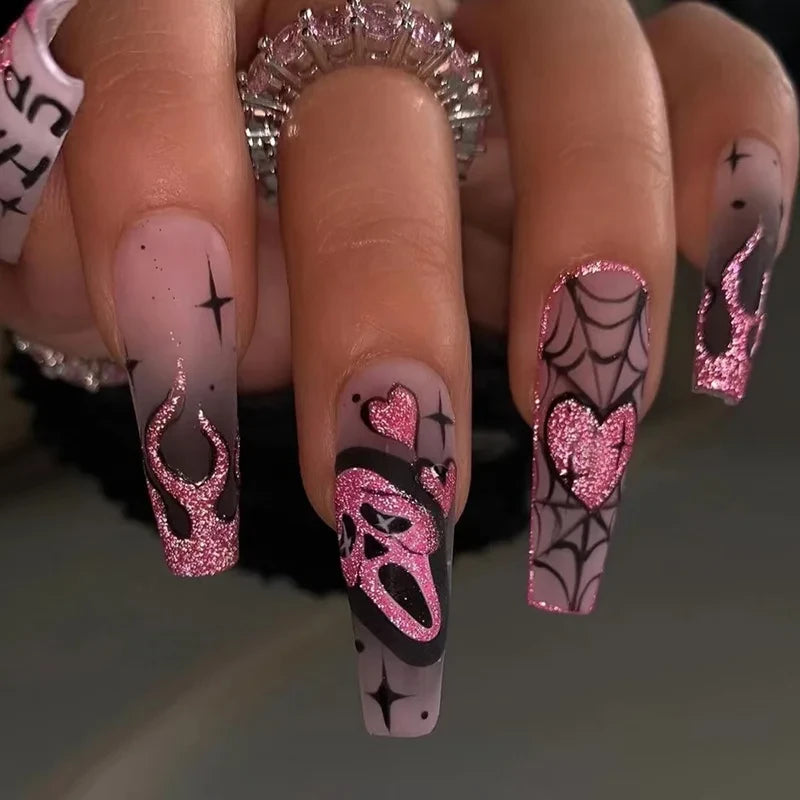 Skull Print Press On Nails