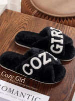 Plush Cross Strap Memory Foam Slippers
