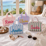 Personalized Expandable Striped Toiletry Bag