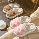 Faux Fur Lined Cotton Slippers