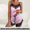 Striped V-Neck Lace Pajama Shorts Set
