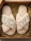 Plush Cross Strap Memory Foam Slippers